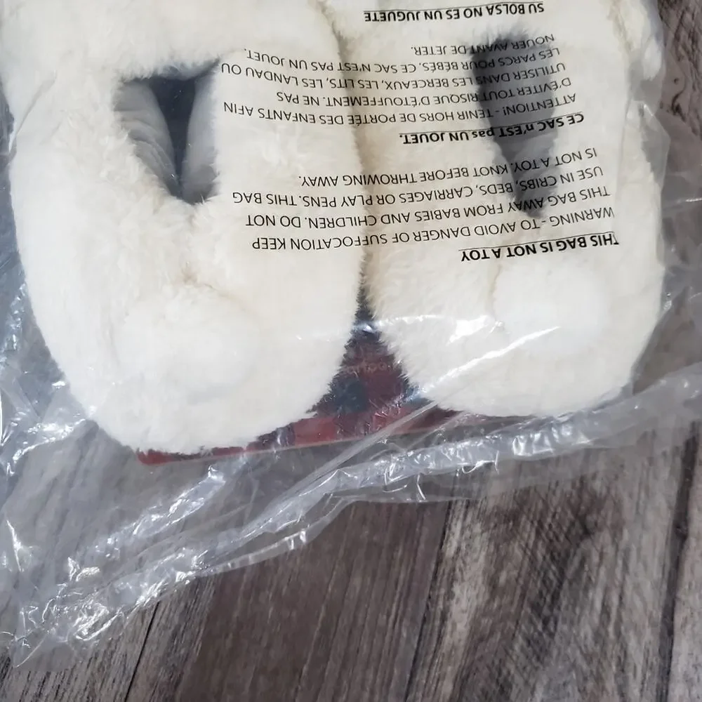 NWT Dearfoams Polar Bear Slippers Size 4-5 Hard Soles Christmas Plush 3D Animal